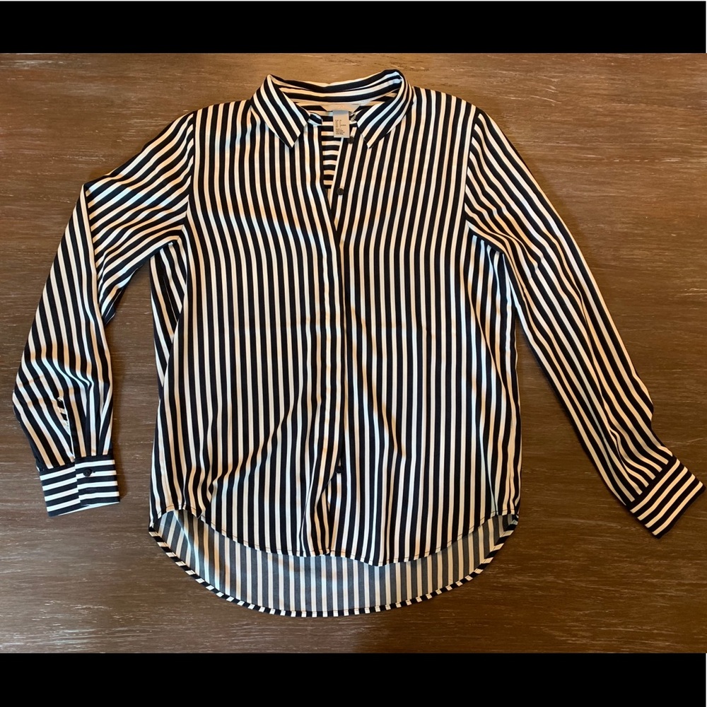 Striped button down blouse